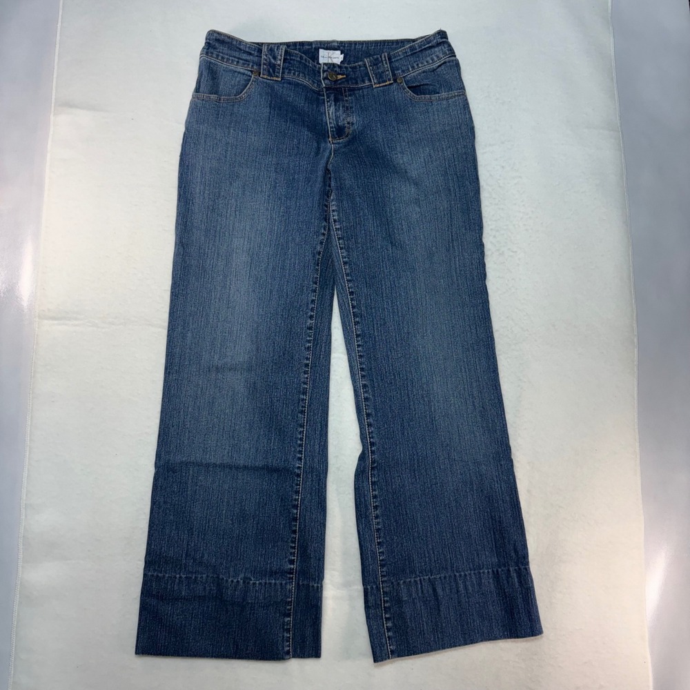 Calvin Klein Jeans Womens Size 9 Medium Wash Wide Leg Denim Blue‎ Stretch Pants